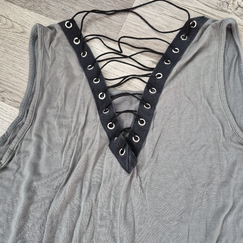 Harley-Davidson Gray Lace-Back 'Ride Hard' Tank Size XL - Picture 3 of 3